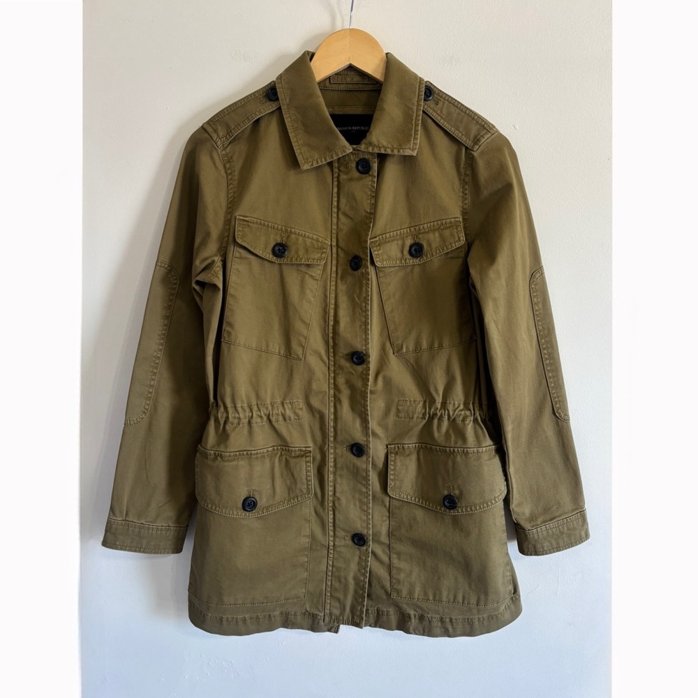 Banana Republic Field Military Jacket Womens Size XS Army Green Buttons Cargo